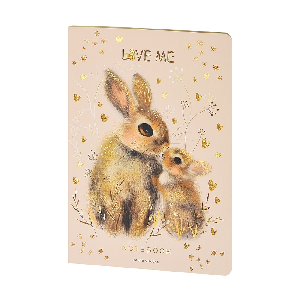 Тетрадь "Love me. Зайки", A5, 40 листов, клетка, бежевый