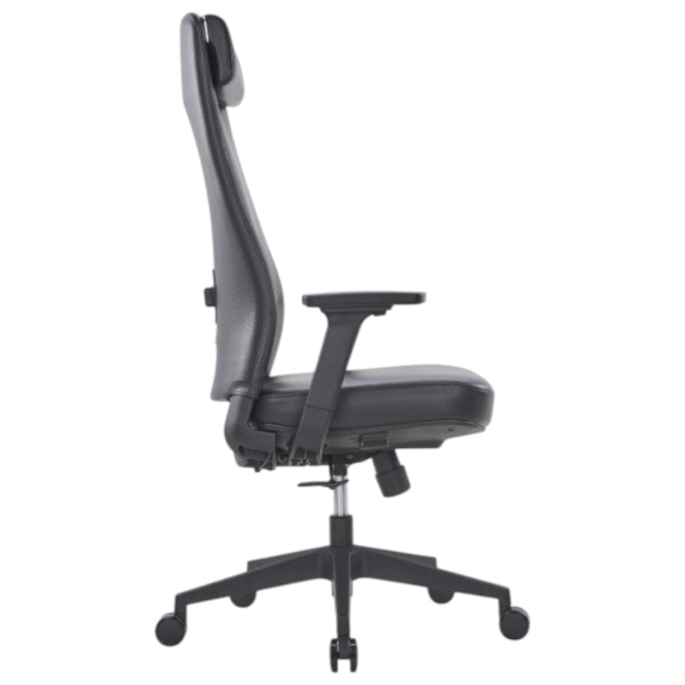 Кресло компьютерное SitZone CH-366A, натуральная кожа, алюминий, черный  - 3