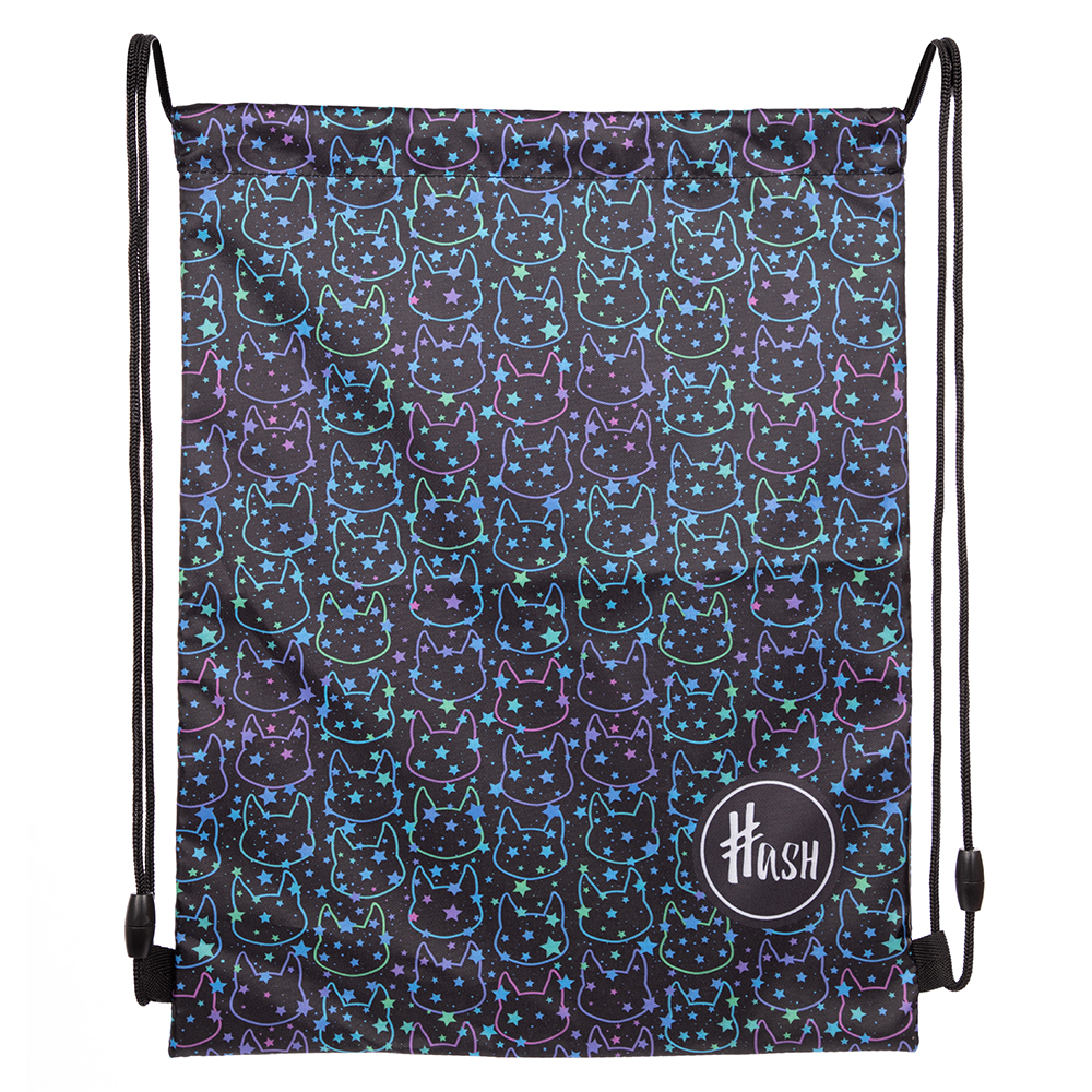 Мешок для обуви "Hash neon kitty", 44x33 см, чёрный