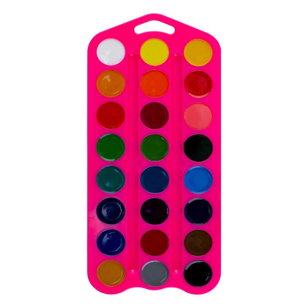 Краски акварельные "Цветик", 24 цвета, розовый