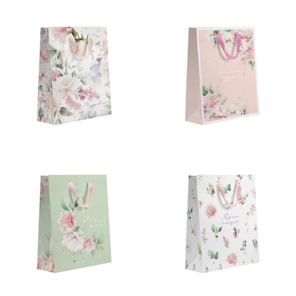 Пакет бумажный подарочный "Romantic-1", 18х22.7х10 см, ассорти
