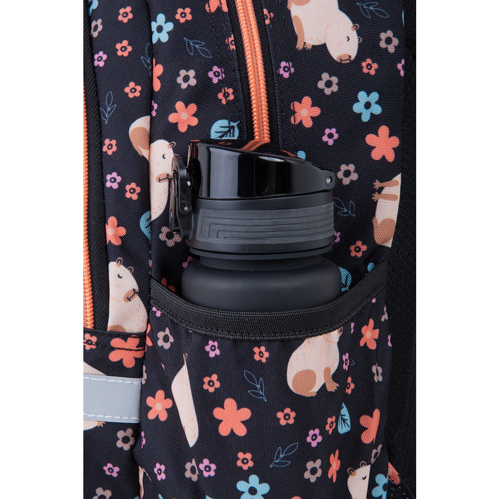 Рюкзак для учащихся начальных классов "Capybara", полиэстер, черный, оранжевый - 4