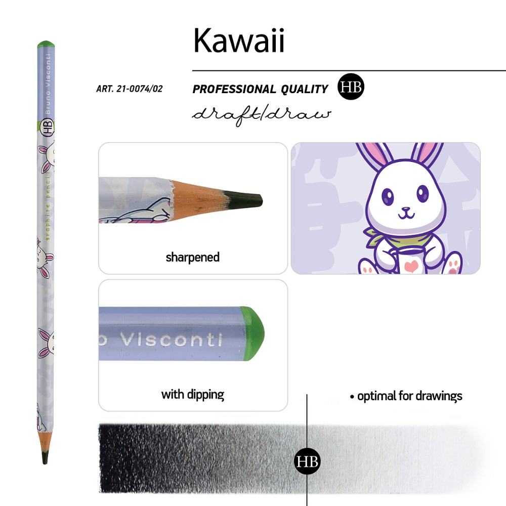 Карандаш чернографитный  "Kawaii Animals. Заяц", HВ