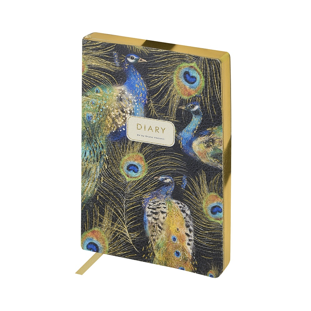 Ежедневник недатированный "Flora. Павлины", А5, 256 страниц, зеленый, синий