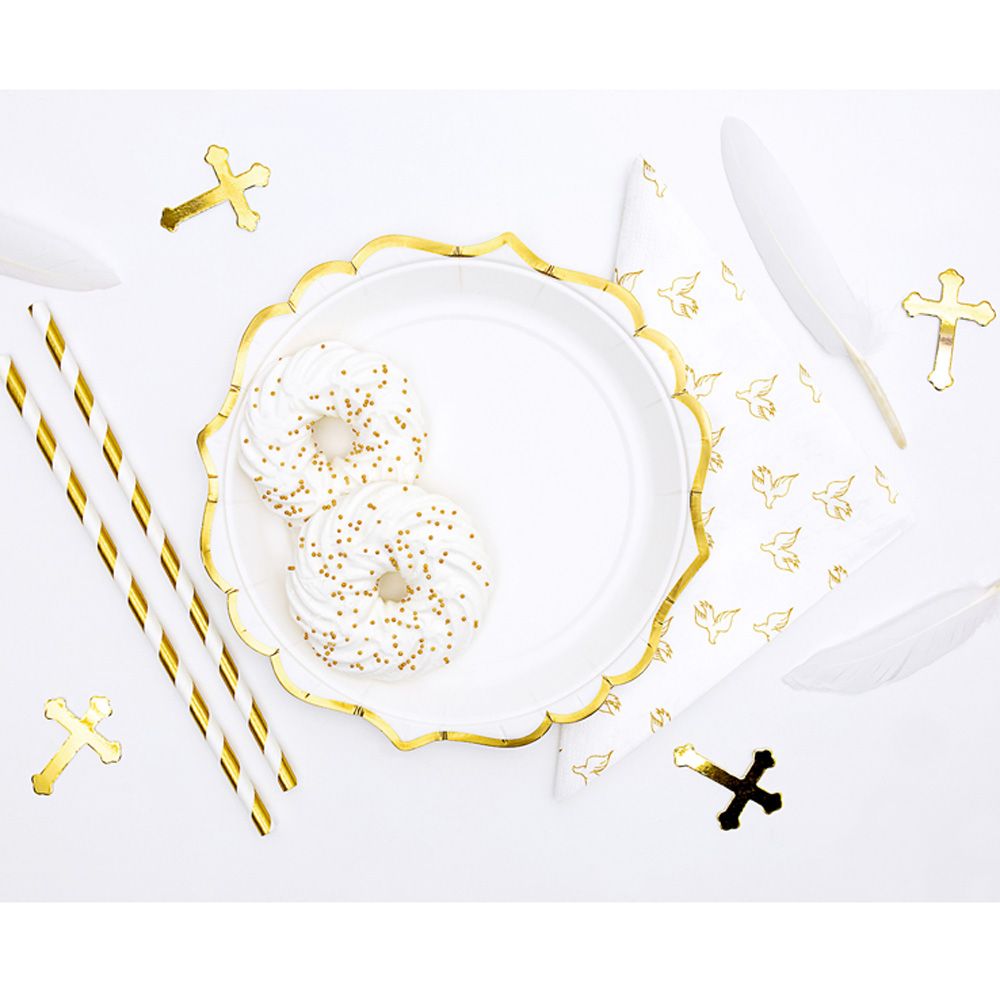 Тарелка бумажная с золотыми краями, 18.5 см, 6 шт - 3