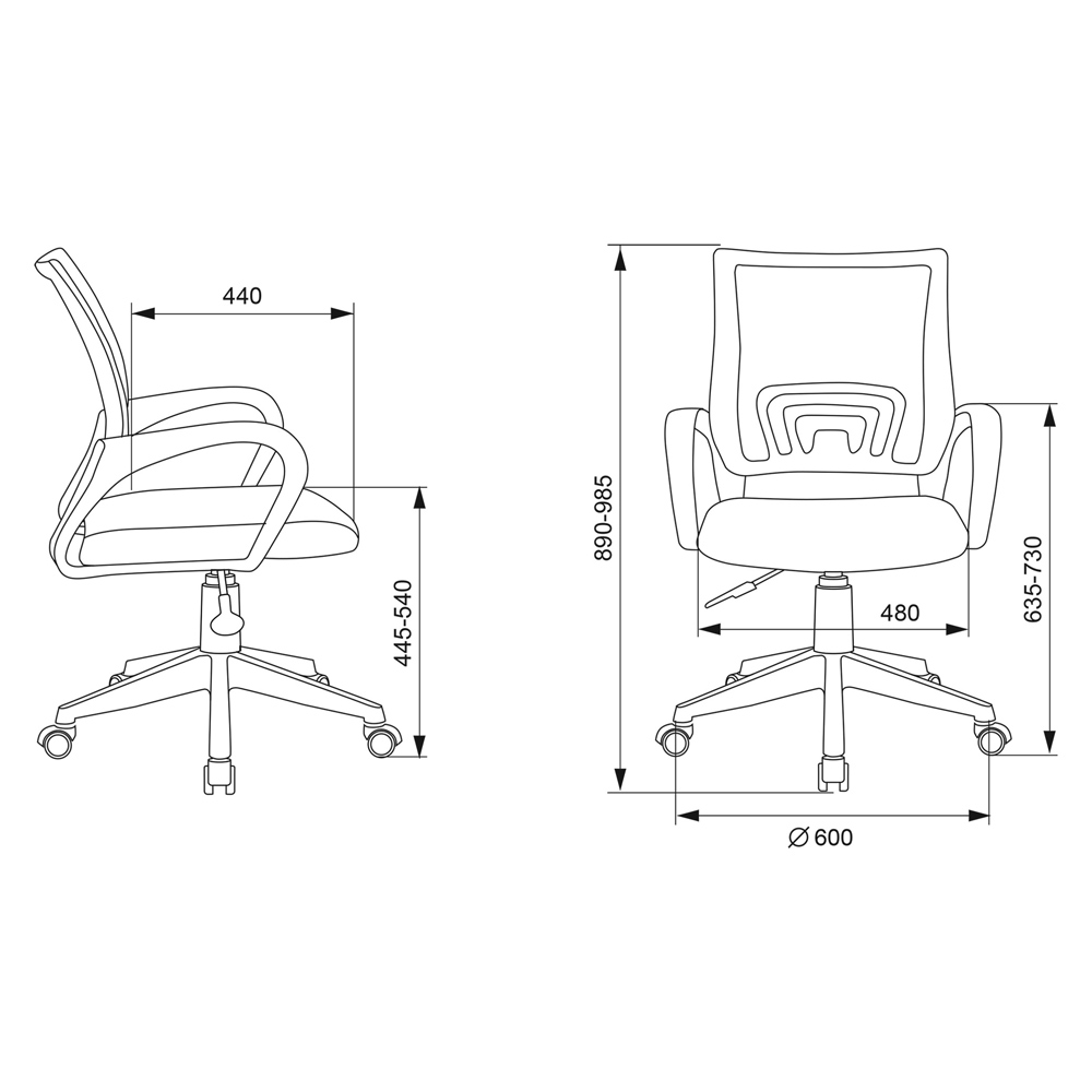 Кресло Бюрократ "CH-W695NLT", сетка, ткань, пластик, темно-синий - 5
