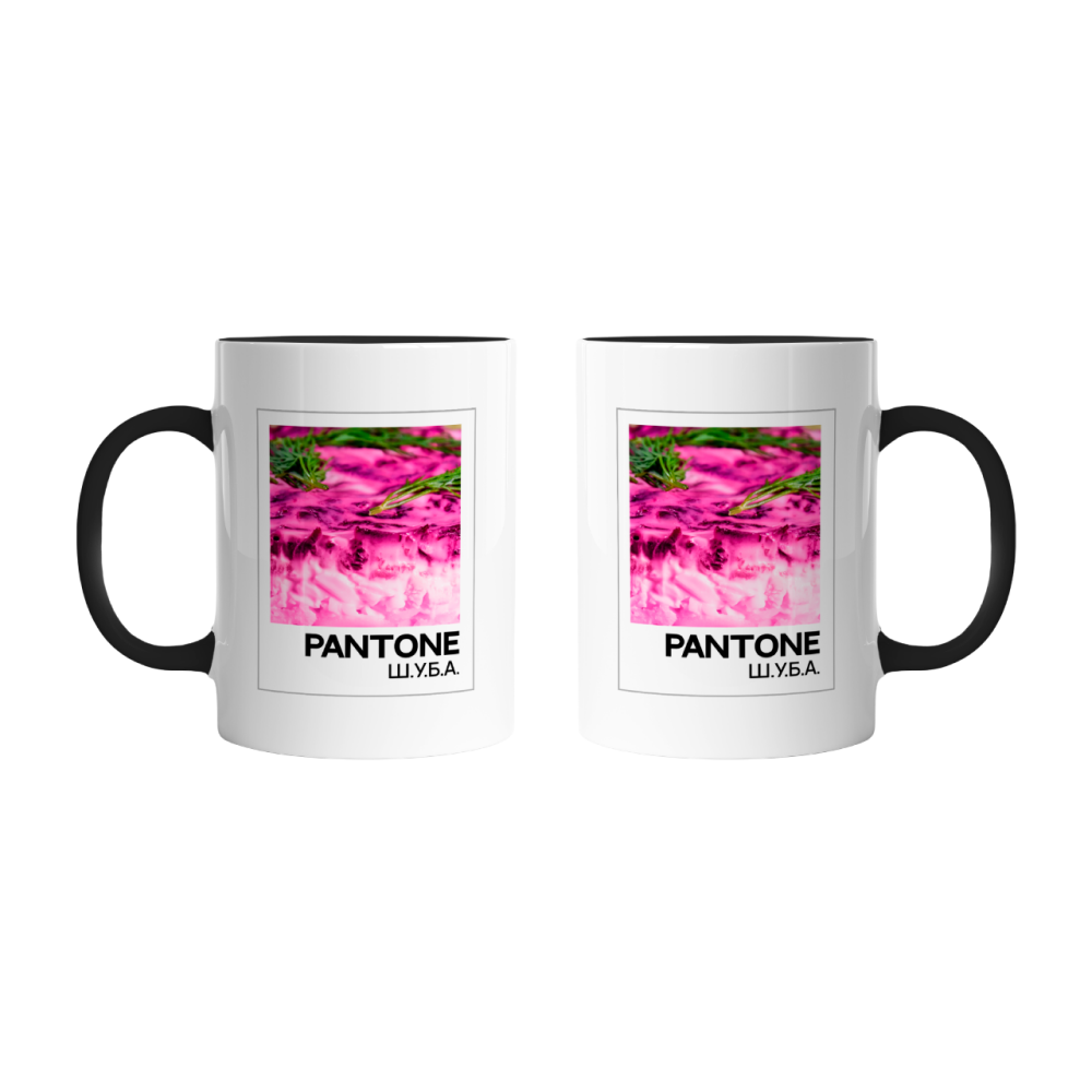 Кружка керамическая "Pantone. Cельдь под шубой", 320 мл, белый, черный