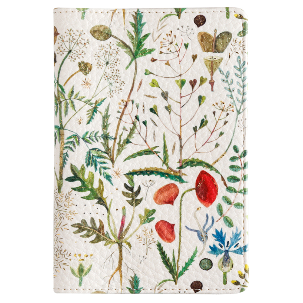 Обложка для паспорта "Flora. Луговые травы" кожзам., белый