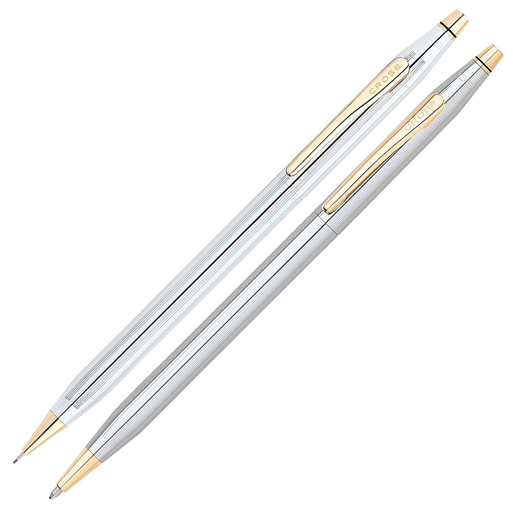 Набор "Cross Classic Century Medalist": ручка шариковая автоматическая и карандаш автоматический, серебристый, золотистый