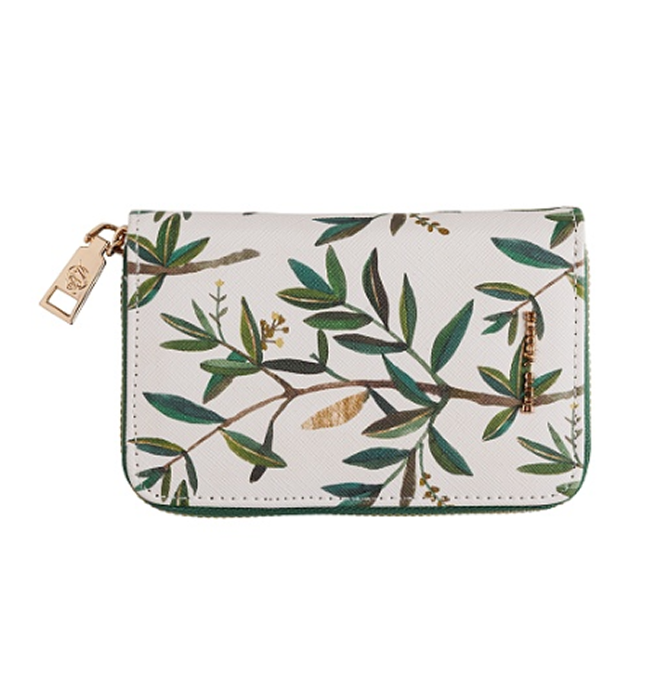 Кошелек "Flora. Олива", белый, зеленый