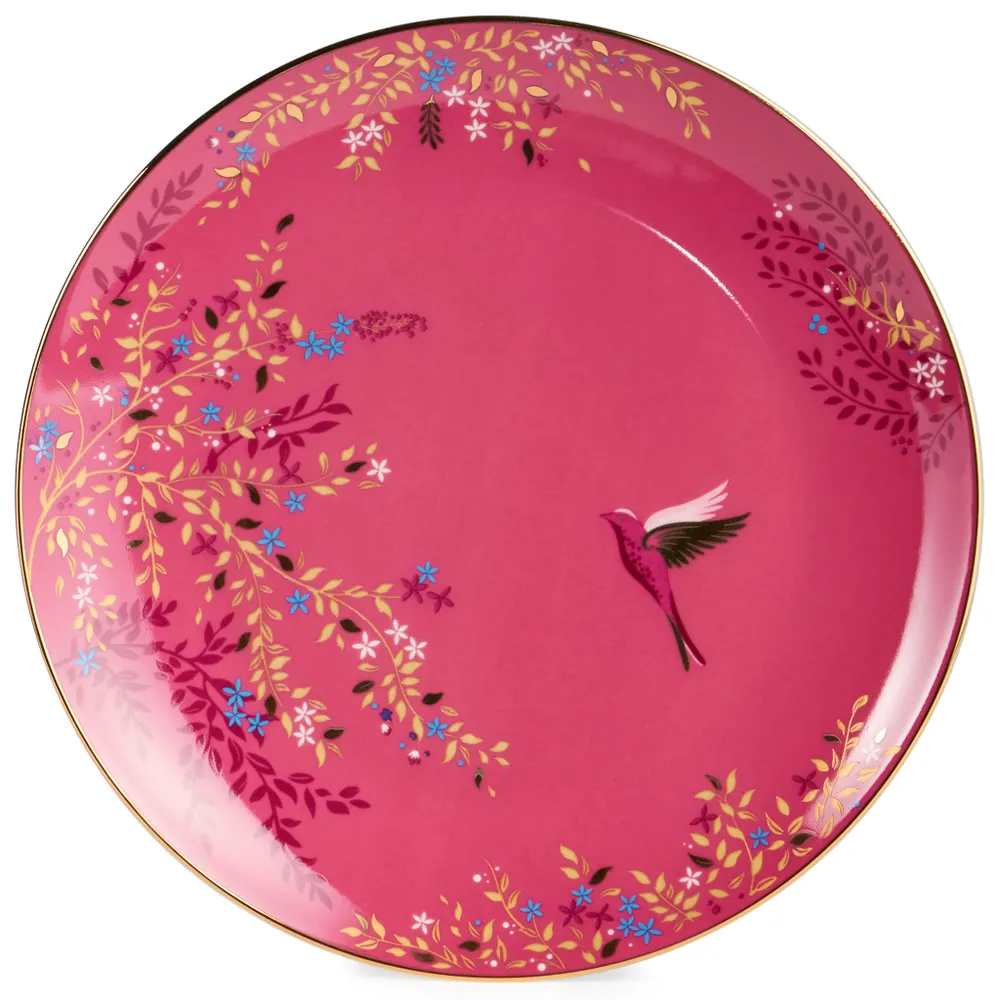 Тарелка фарфоровая "Golden birds", 20 см, красный