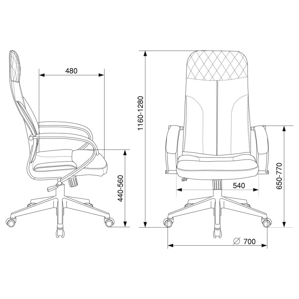 Кресло для руководителя Бюрократ "CH-608Fabric", ткань, пластик, черный - 6