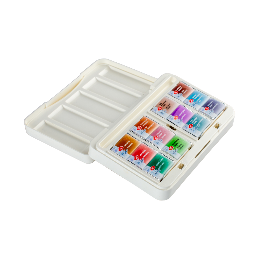 Краски акварельные "Белые ночи грануляция и натуральные земли", 12 цветов, кюветы - 9