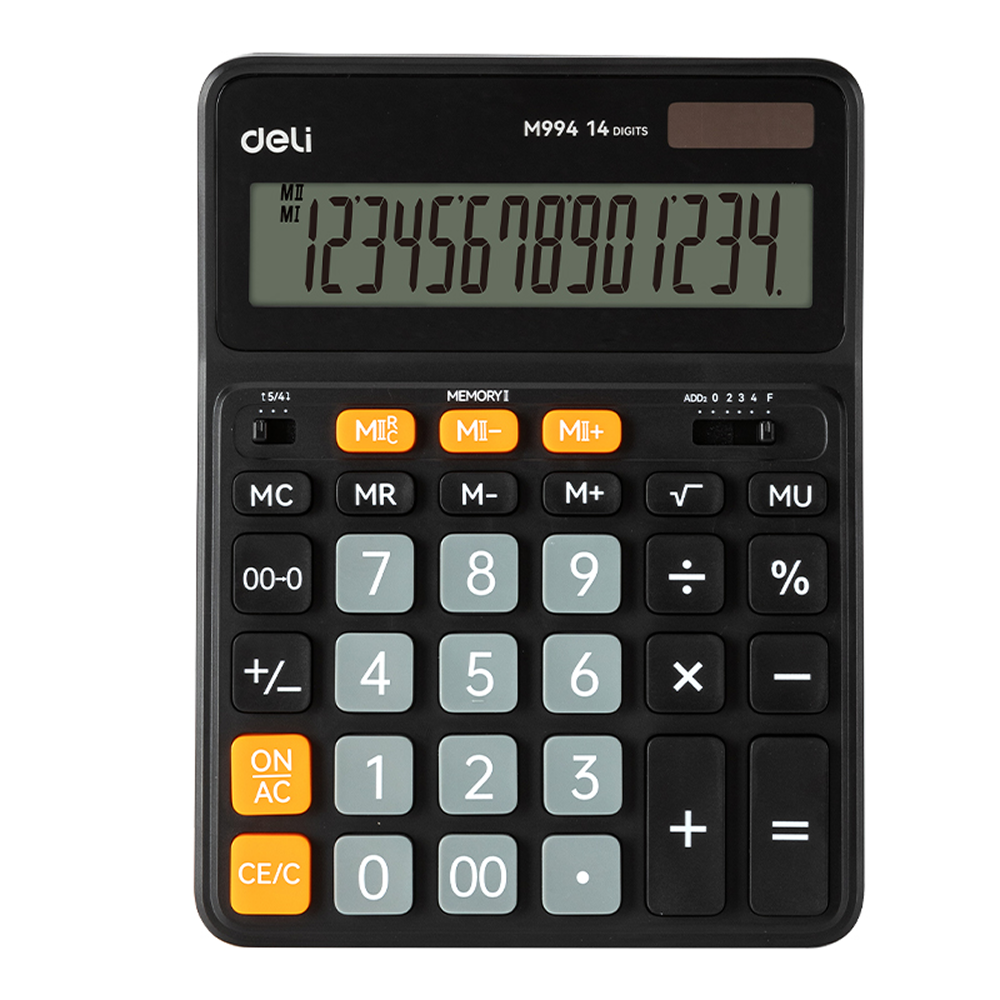 Калькулятор настольный Deli "EM994", черный, пластик, 206.3х155.8х33.7 мм