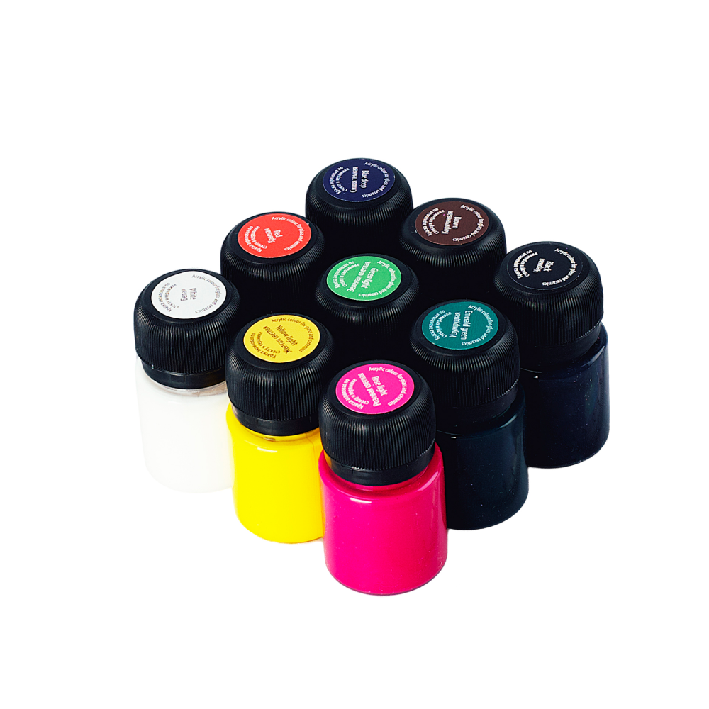 Краска акриловая по стеклу и керамике "Декола", набор 9 цветов, 20 мл, банки - 8