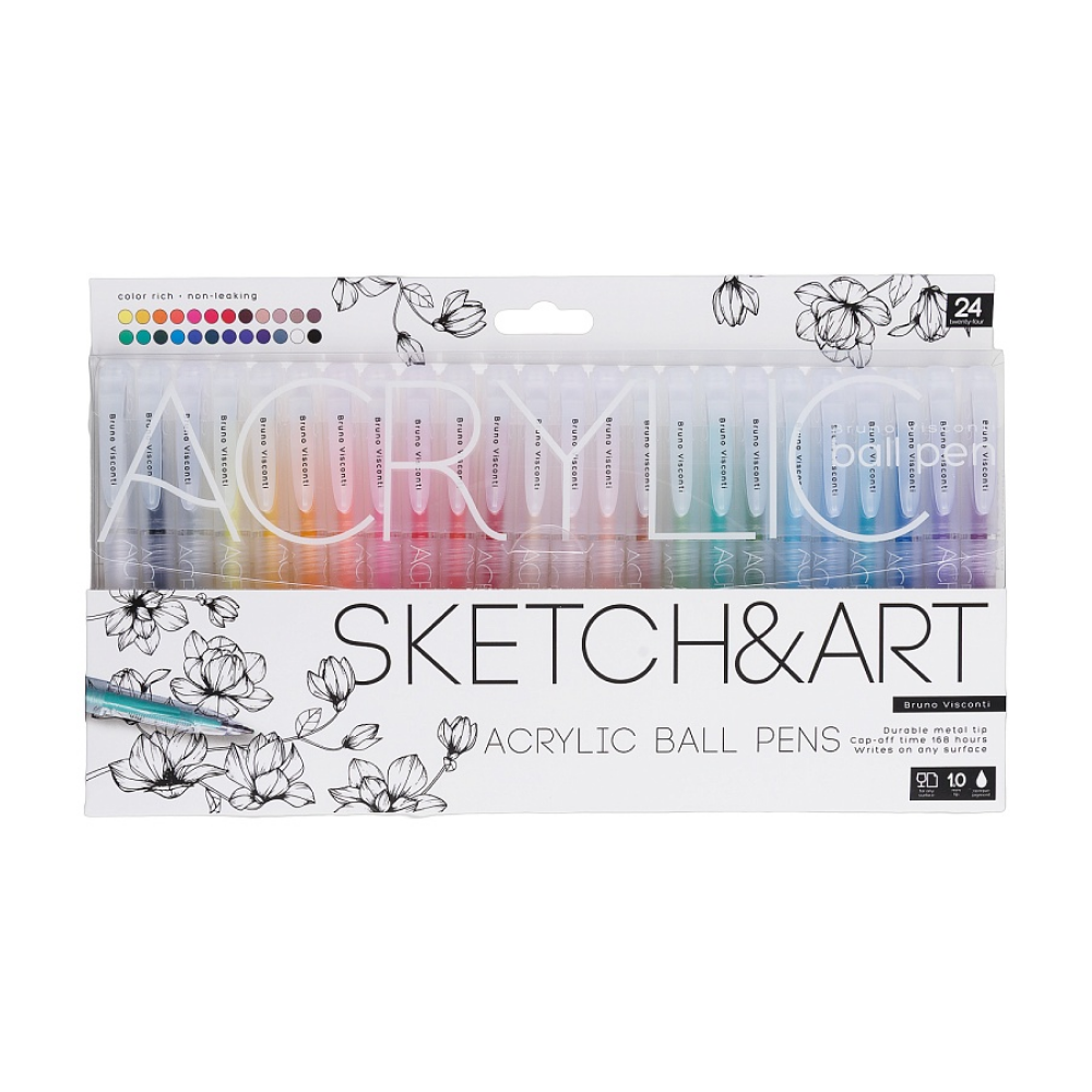 Набор ручек акриловых "Sketch&Art", 1 мм, 24 шт, ассорти