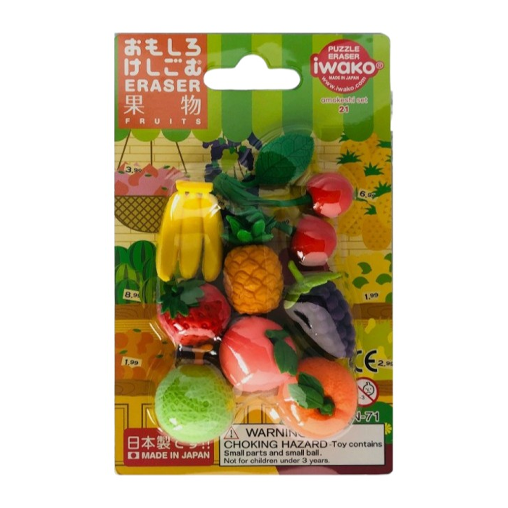 Набор ластиков "IWAKO Fruits", 8 шт, ассорти