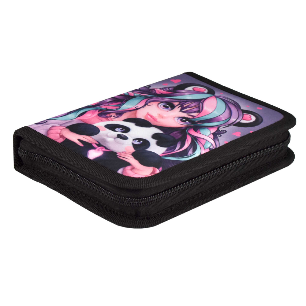 Пенал "Девушка с пандой" 1 отделение, разноцветный - 6