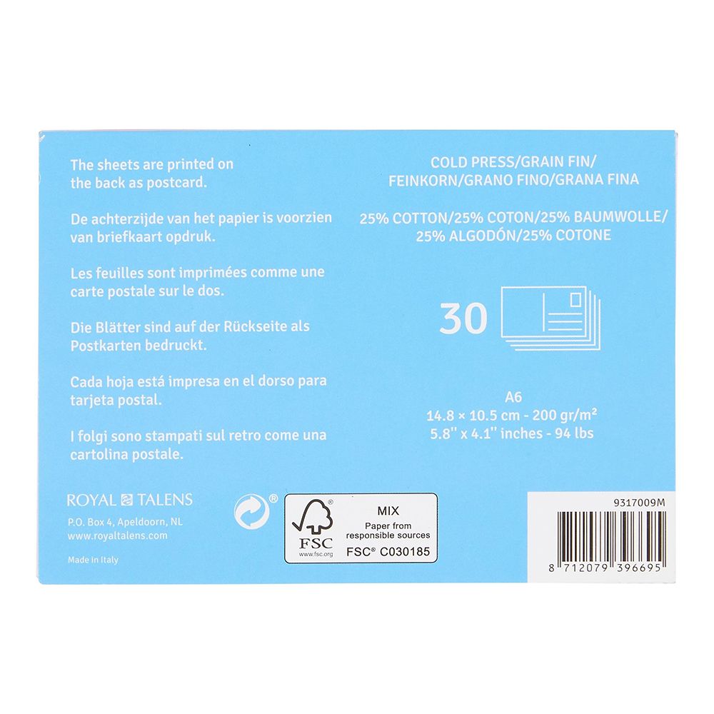 Блок-склейка бумаги для акварели "POSTCARDS", 14,8x10,5 см, 200 г/м2, 30 листов - 2