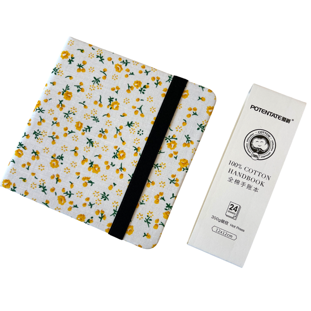 Cкетчбук для акварели "Potentate", горячий пресс, 12х12 см, 300 г/м2, 24 листа, флора