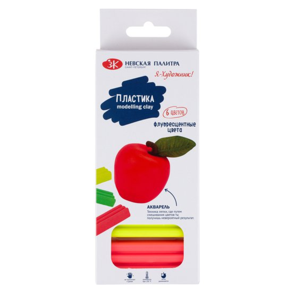 Пластика для моделирования "Я-Художник!", 6 шт., флуоресцентные цвета