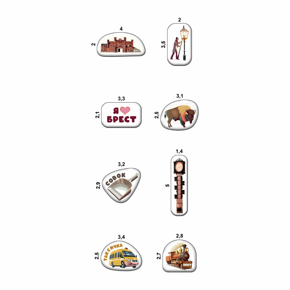 Набор наклеек объемных "Брест", А6, 1 лист, 8 шт.