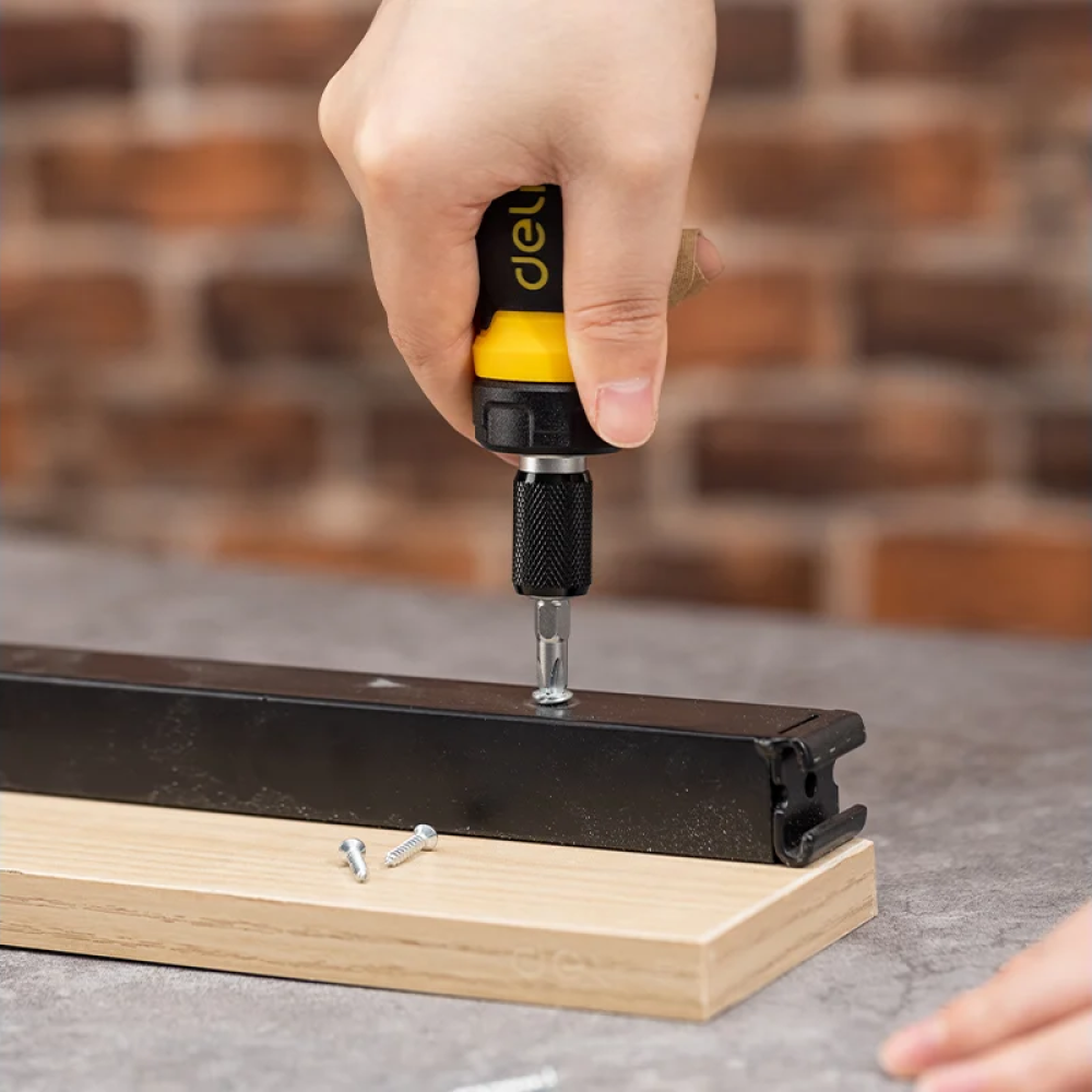 Двухсторонняя отвертка Deli YS EDL626010, с трещоткой, PH2+SL6 - 7