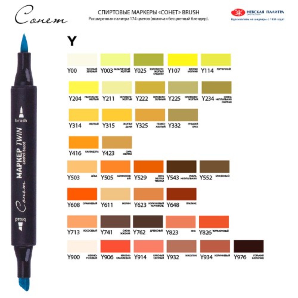 Маркер перманентный "Сонет Twin Brush", черный - 5