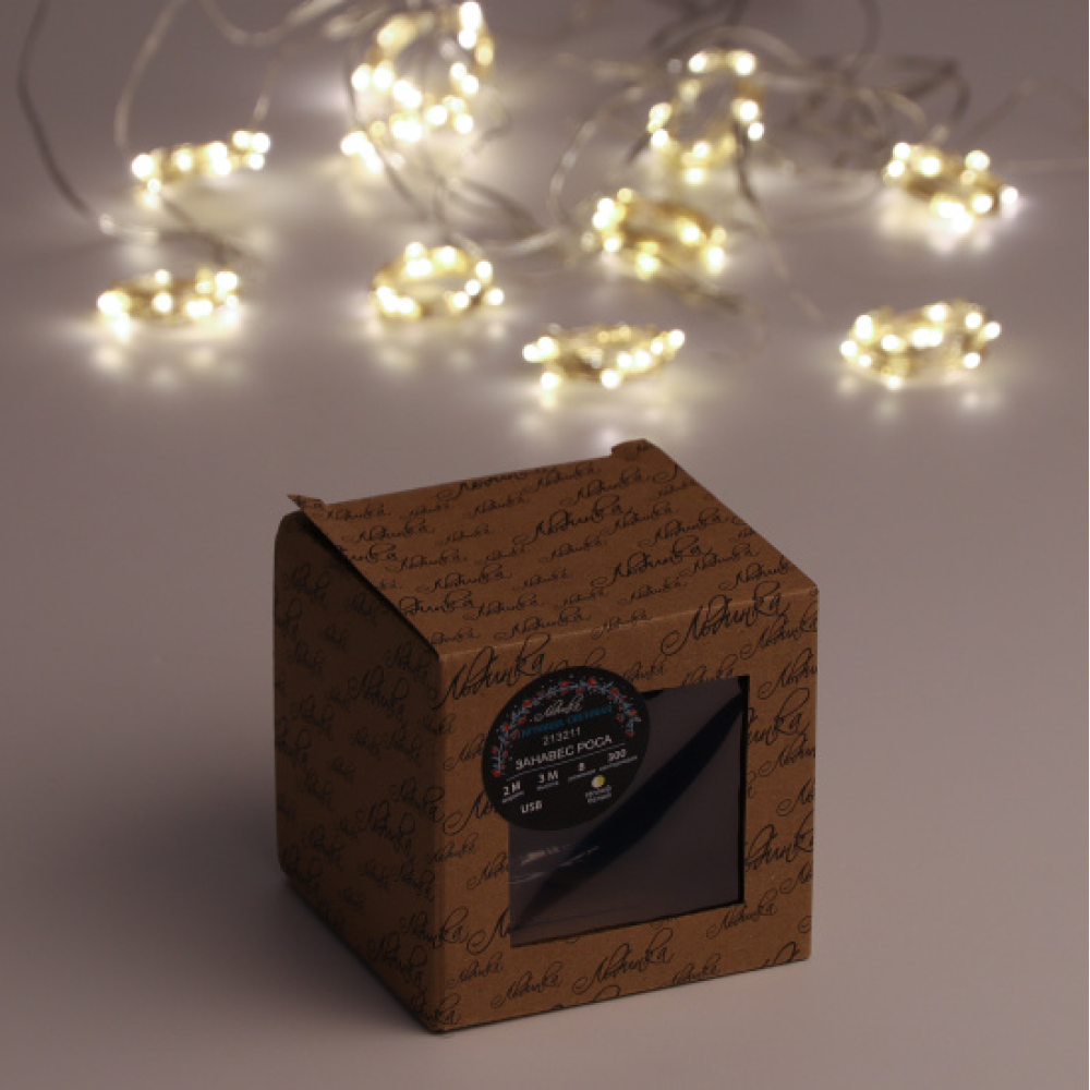 Гирлянда электрическая LED "Занавес. Роса", тепло-белый