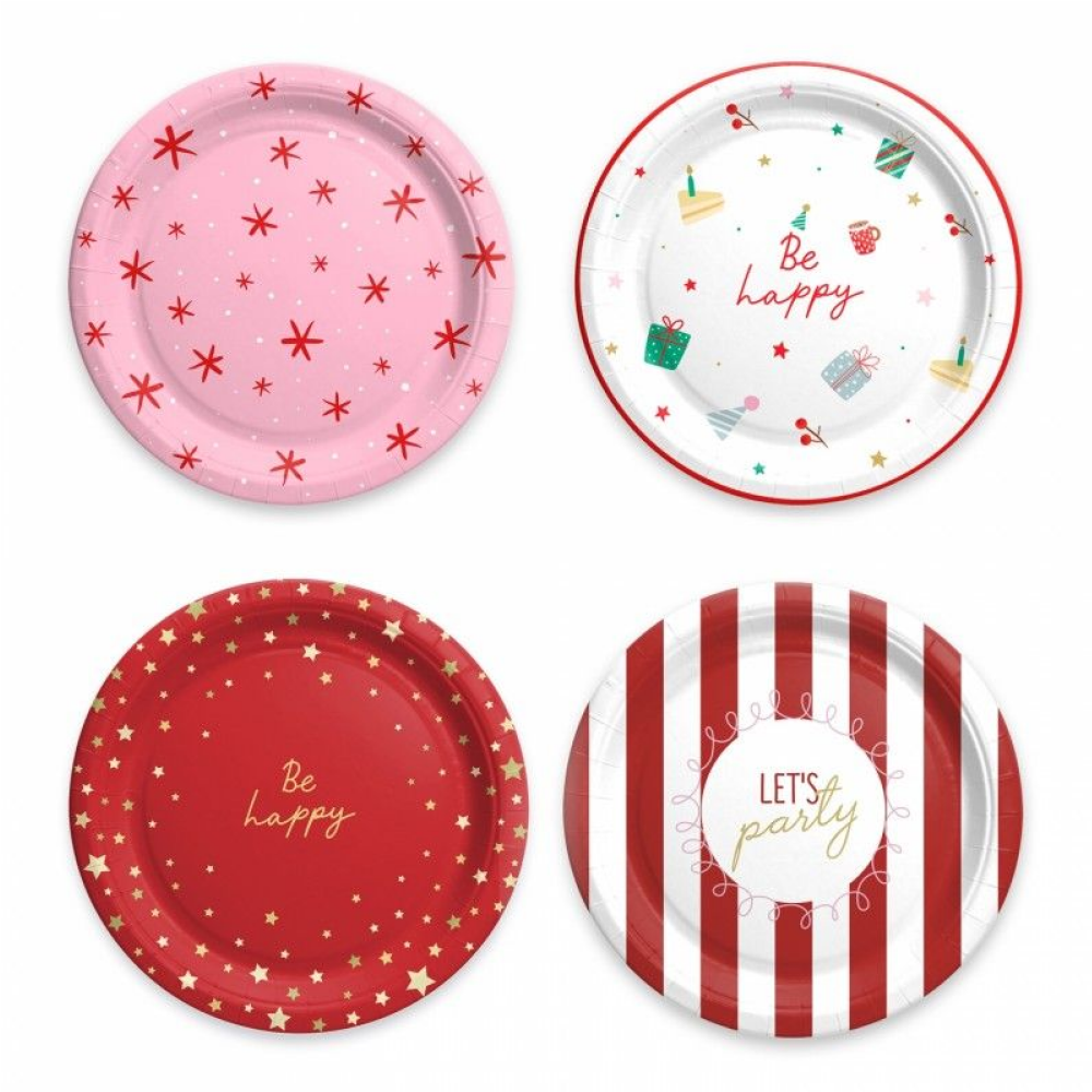 Тарелка бумажная "New Years Joy", 23 см, 6 шт, ассорти