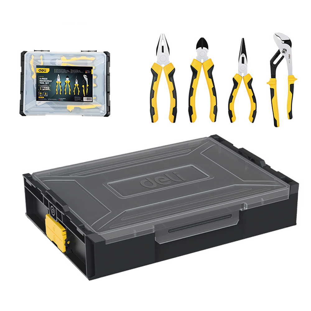 Набор инструментов "Deli", 4 предмета, кейс, желтый, черный - 2