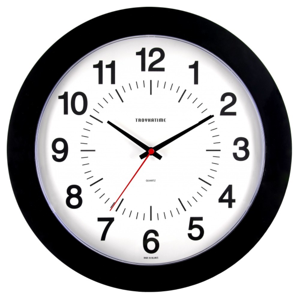 Часы настенные круглые "51500514", пластик, черный