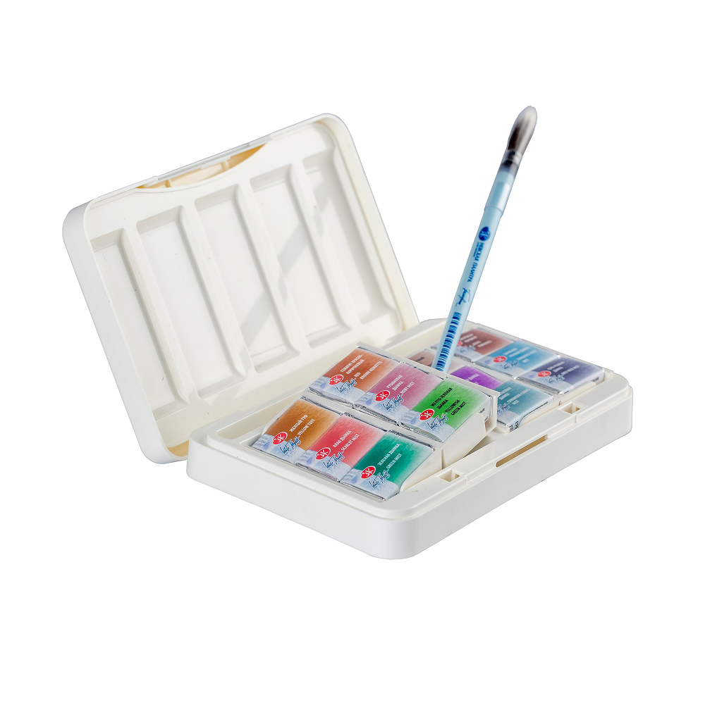 Краски акварельные "Белые ночи грануляция и натуральные земли", 12 цветов, кюветы - 3