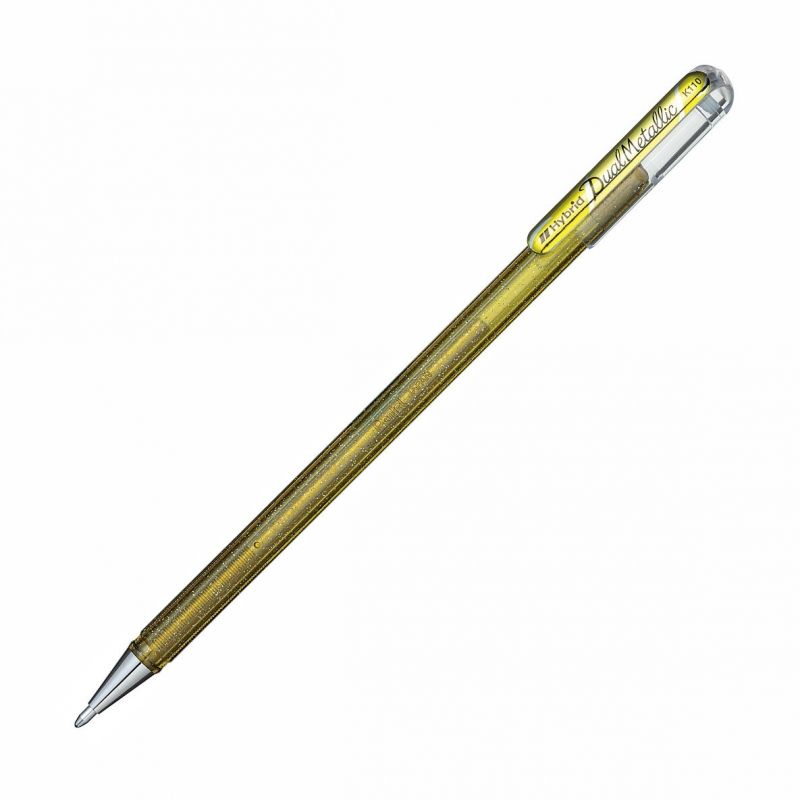 Ручка гелевая "Dual Metallic", 1.0 мм, золотистый, стерж. золотистый