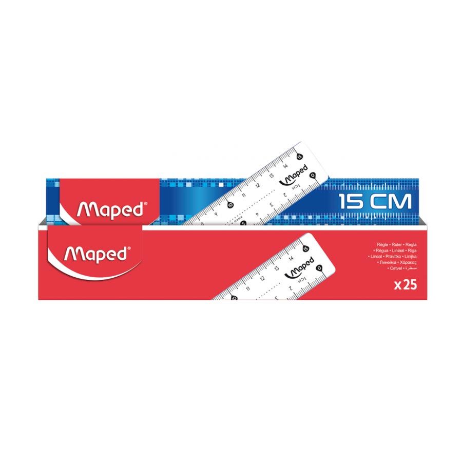 Линейка Maped "Кристалл", блистер, 15 см, прозрачный