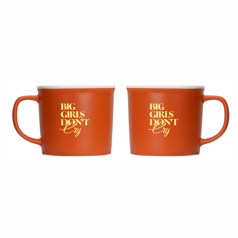 Кружка "Big girls don’t cry", 360 мл, фарфор, оранжевый, белый