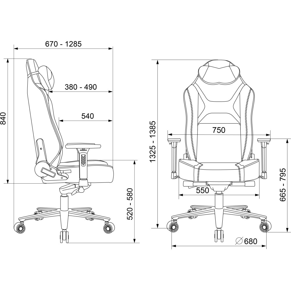 Кресло компьютерное Бюрократ A4Tech Bloody GC-680, искусственная замша, черный, серый, металл - 18