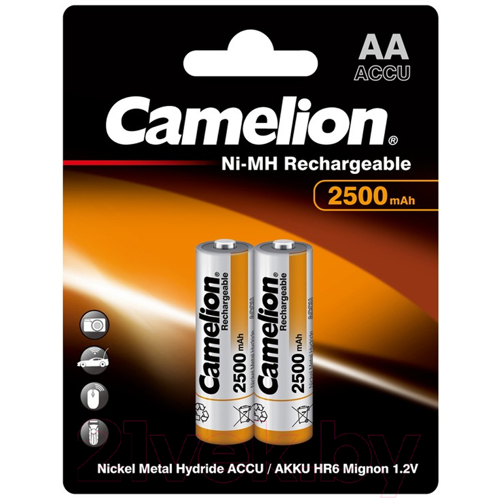 Аккумуляторные батарейки Camelion NH-AA-2500-BP2 24/384, 2 шт.