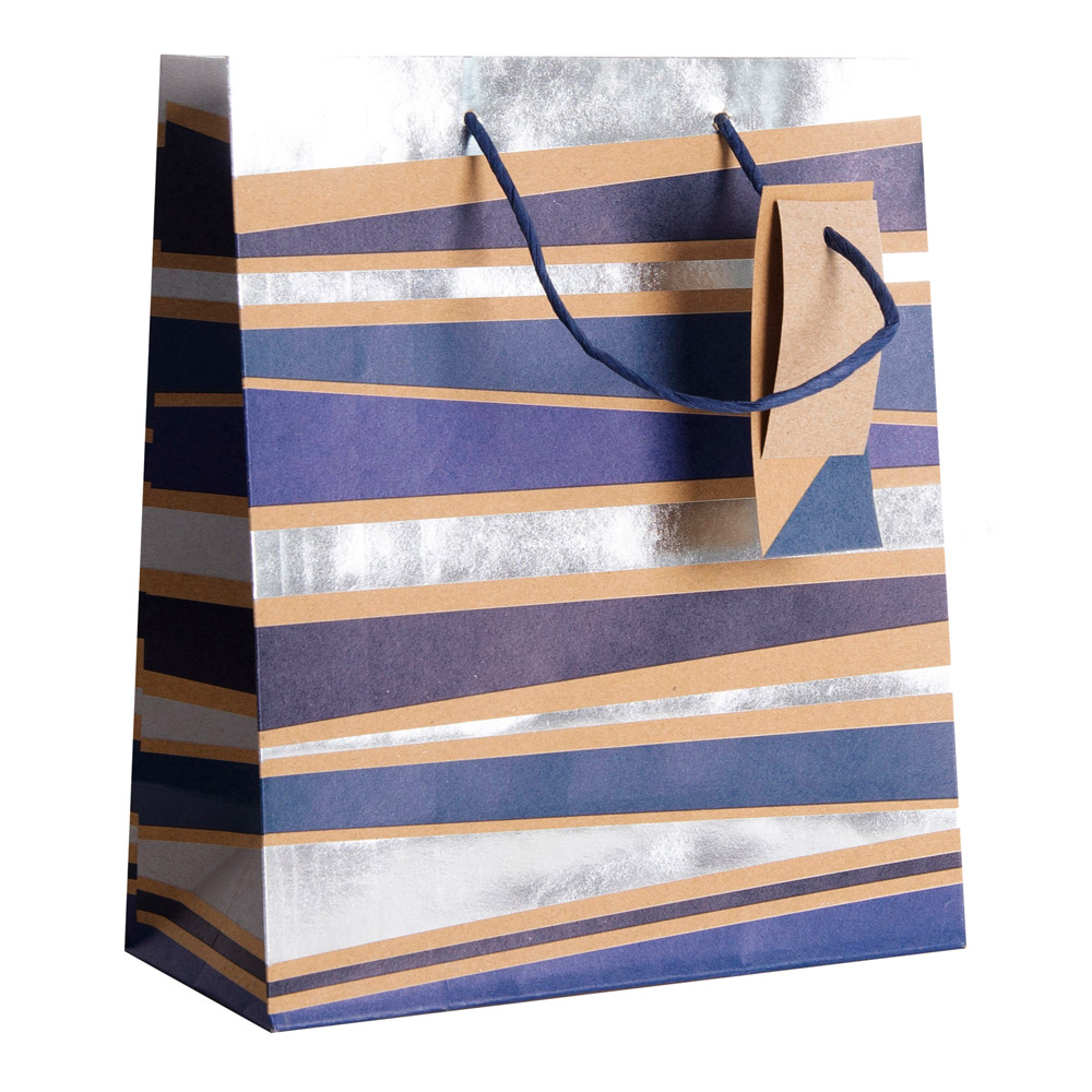Пакет бумажный подарочный "Male stripe", 26.5x14x33 см