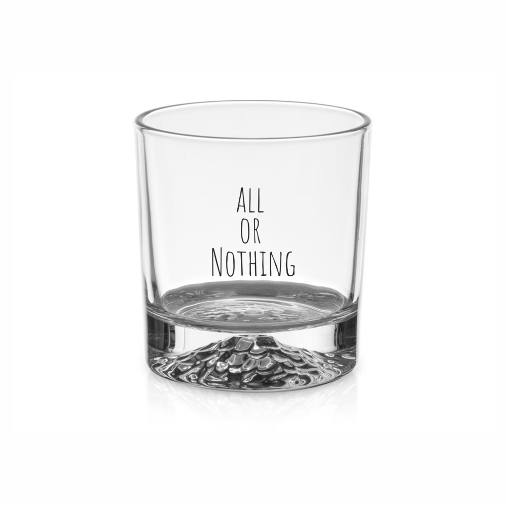 Стеклянный бокал для виски «All or nothing», прозрачный  