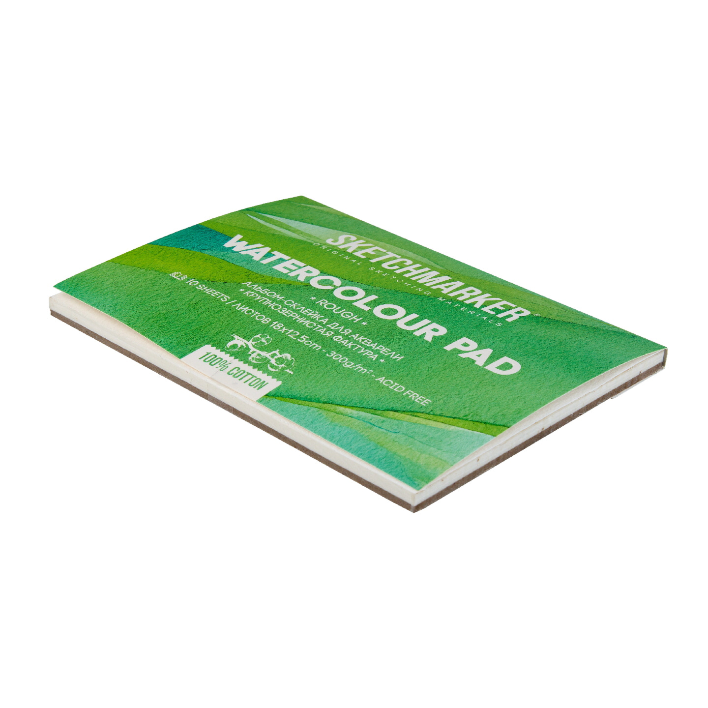 Блок бумаги для акварели "Sketchmarker", А5, 300 г/м2, 10 листов, крупнозернистая