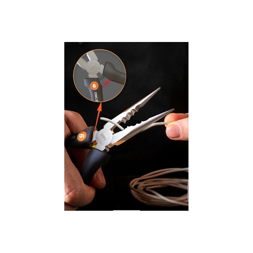 Длинногубцы Deli HS HT2106C, 160 мм, Soft Touch, оранжевый - 4