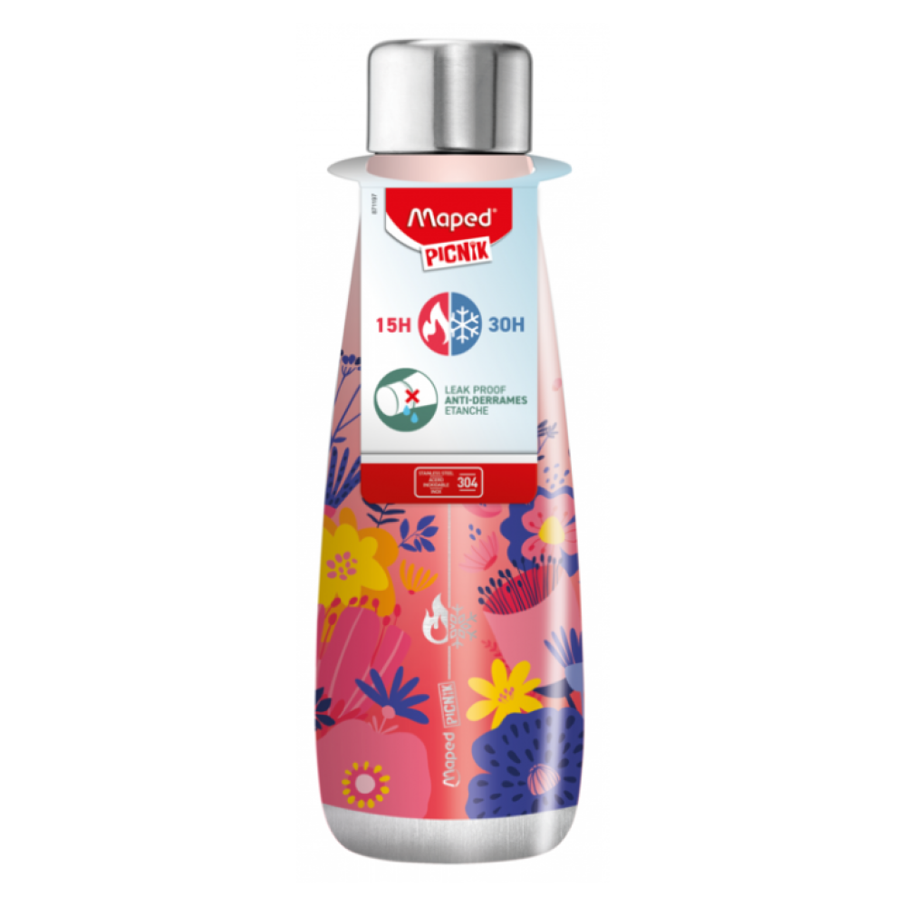 Термос "Maped Picnik Flowers", сталь, 500 мл., розовый