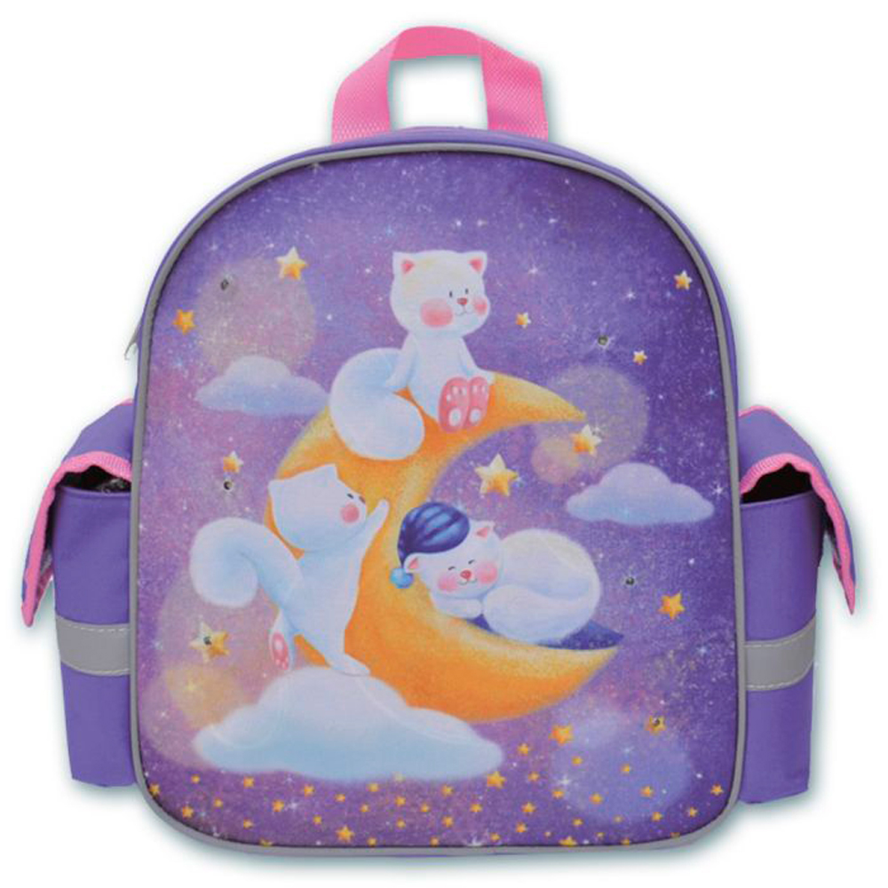 Рюкзак школьный "Кошечки в облаках", фиолетовый
