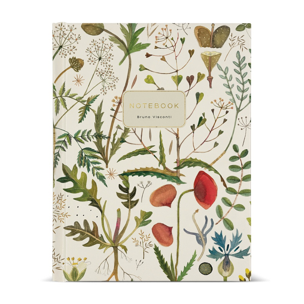 Тетрадь "Flora. Луговые травы", A5, 80 листов, клетка, на кольцах, бежевый