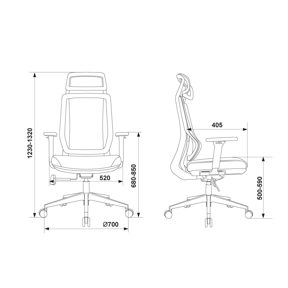 Кресло для руководителя Бюрократ MC-412N-H сетка, ткань, черный, крестов. хром, с подголов. - 14