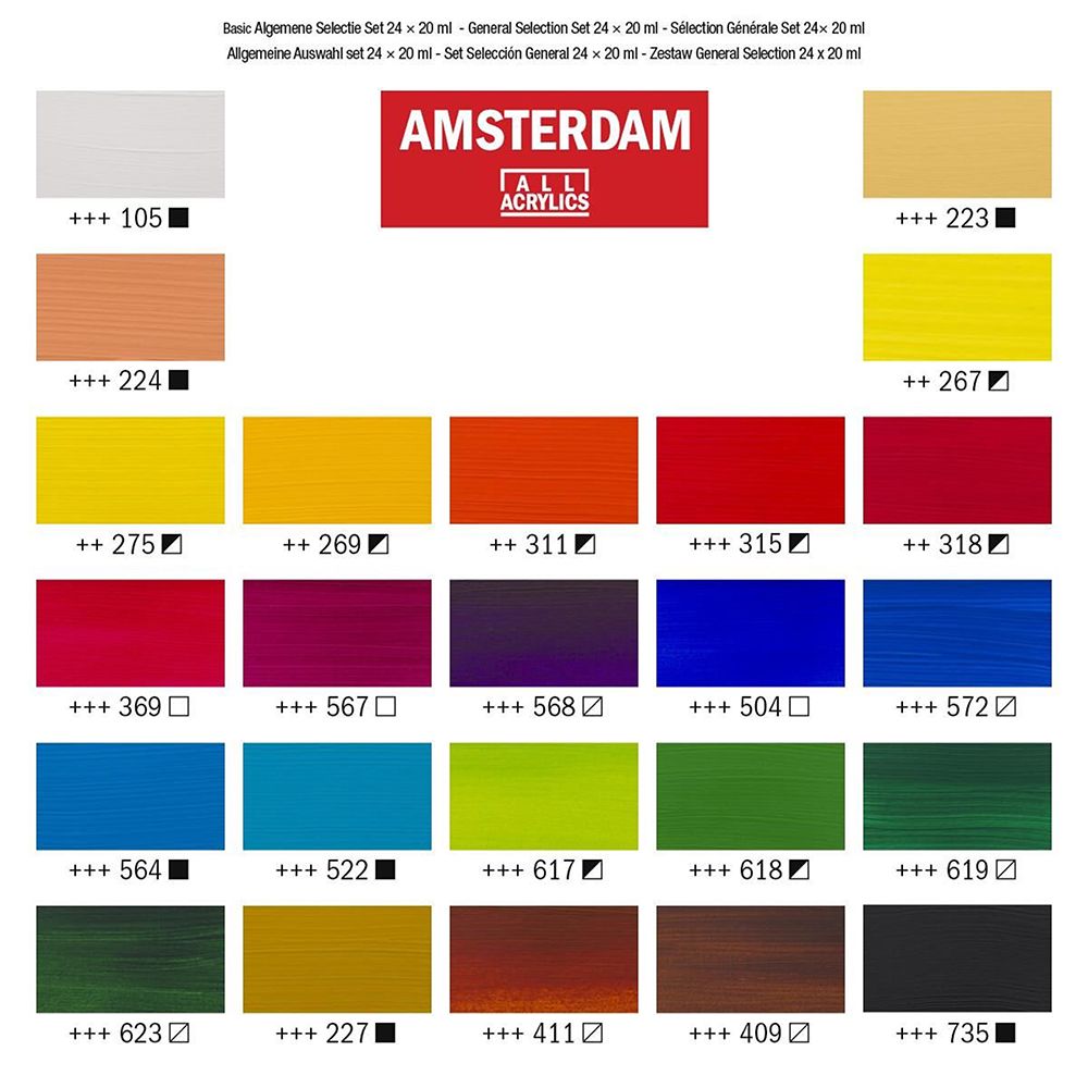 Набор красок акриловых "Amsterdam", 24 цвета