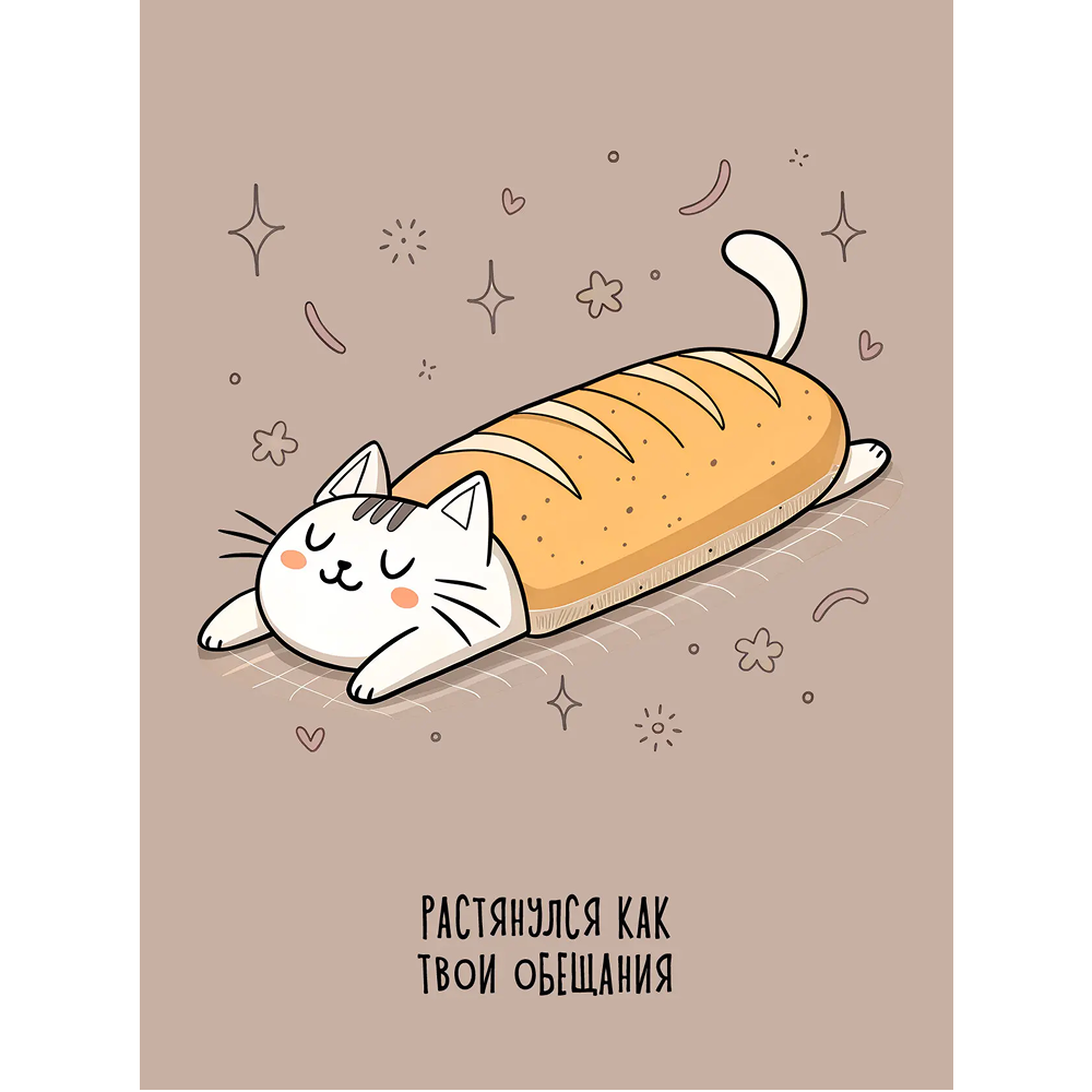 Блокнот "Мурчаши.1", A6, 60 листов, клетка, коричневый