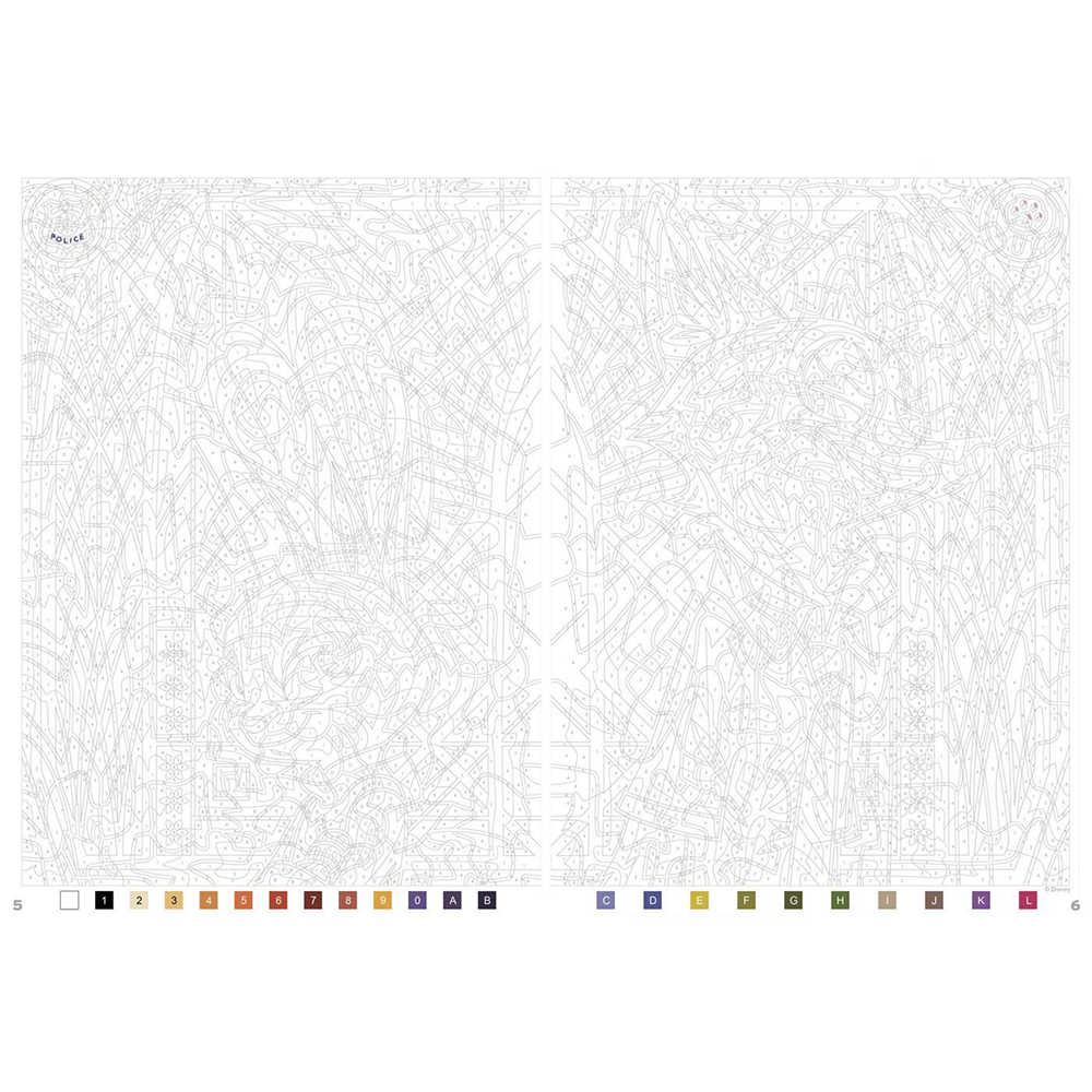 Раскраска по номерам на французском языке "Coloriages mystères Disney - Vitraux Tome 2"