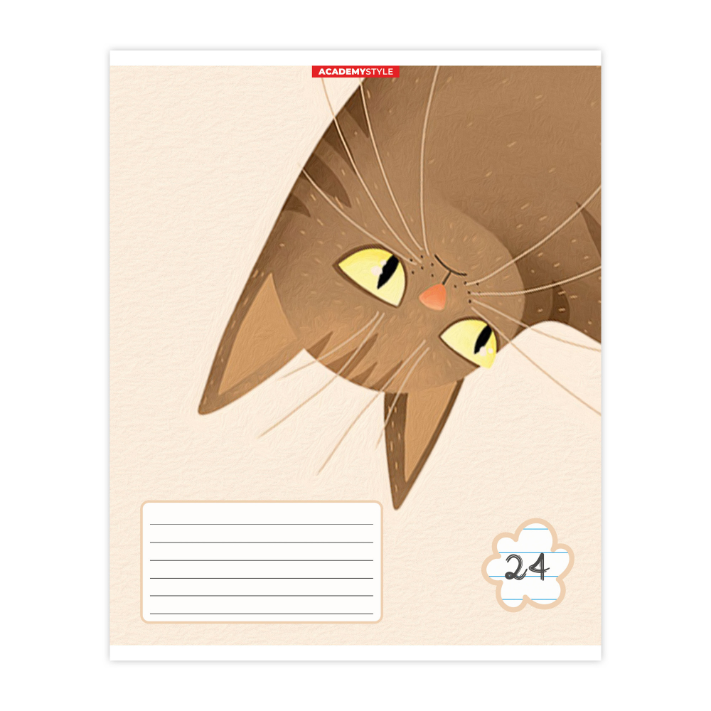 Тетрадь "Коты", А5, 24 листа, линейка, ассорти